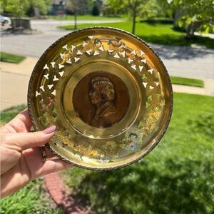 Vintage Brass & Copper Chopin Wall hanging Plaques - Made in England